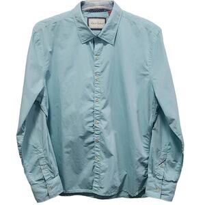 Robert Graham Men's Long-Sleeved Button-up Greenish-Blue 100% Cotton Shirt 2XL